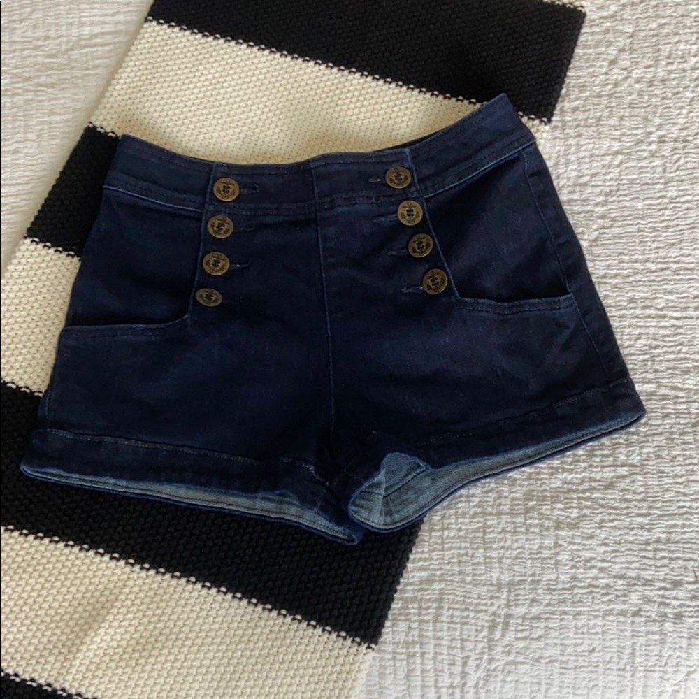 Adorable High Waisted Nautical Denim Shorts, Sz 4